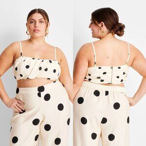 2X - Womens Strappy Crop Top - Future Collective - Cream Black